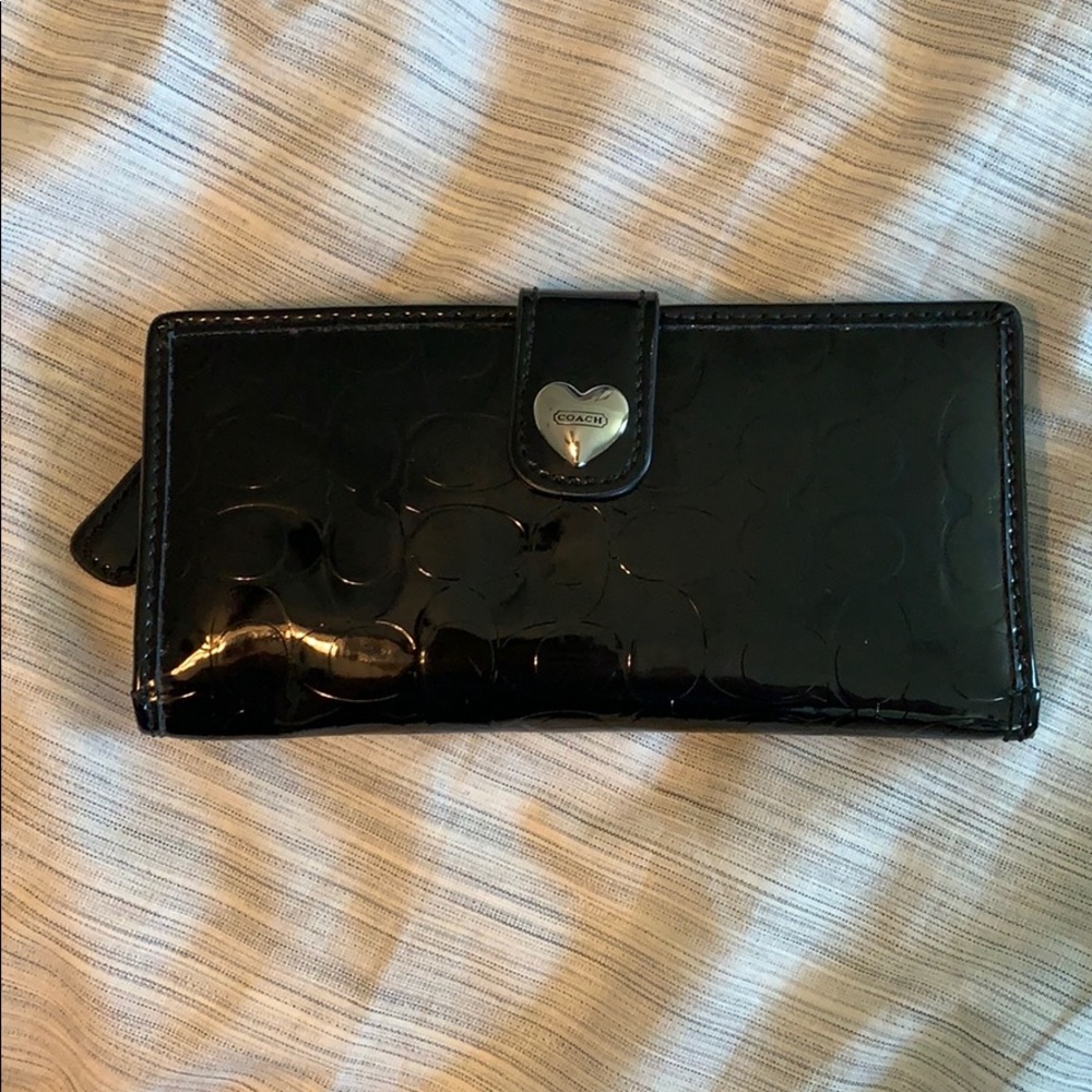 Authentic Black Patent Leather Coach Wallet